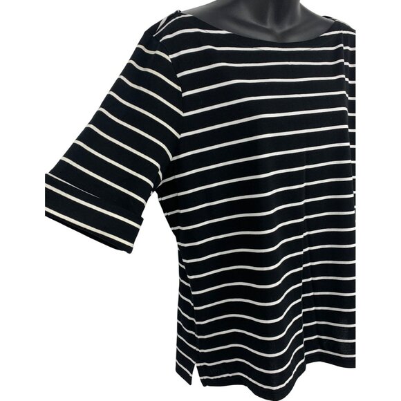 Ralph Lauren Women XXL Extra Large Black White Stripe Short Sleeve Boat NWT New - Picture 4 of 9